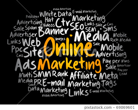 Online Marketing word cloud collage 69869601