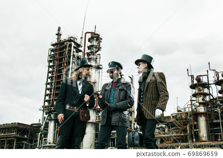 Three mans in steampunk style 69869659