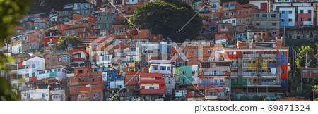 Rio de Janeiro downtown and favela 69871324