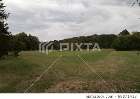 Large picnic glade in the city park. 69871418