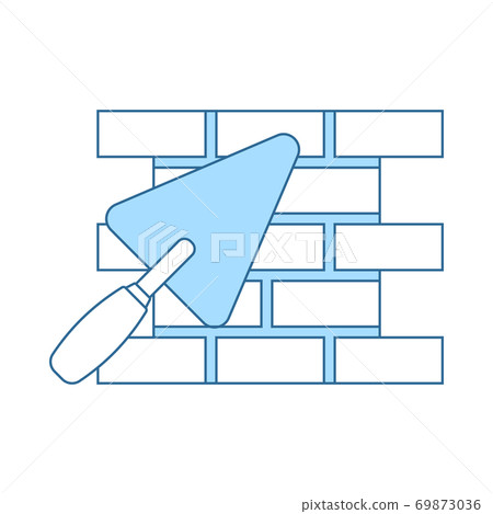 Icon Of Brick Wall With Trowel Icon Of Brick Wall With Trowel 69873036