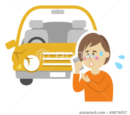 車禍和女人的插圖形象 車禍和女人的插圖形象 69874057
