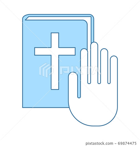 Hand On Bible Icon 69874475