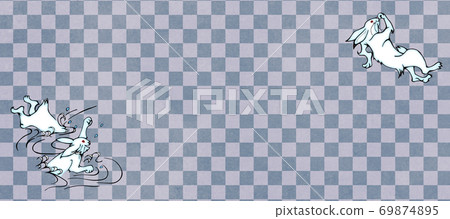 Japanese-style background material designed with the motif of a rabbit in a bird and beast caricature 69874895