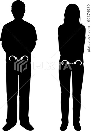 Handcuffed men and women Handcuffed men and women 69874980