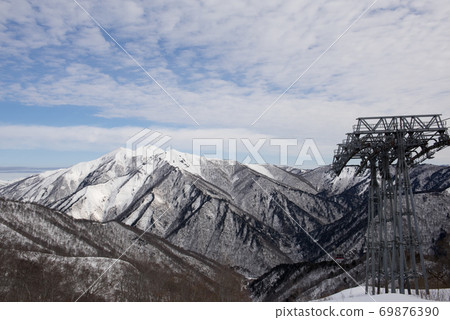在群馬縣與新潟縣交界的日本百座著名山峰冬季，谷川岳的天神大平朝旭方向 69876390