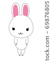 可愛的白兔子的插圖 69876805