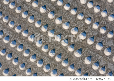Aerial view of Salt in salt farm ready for Aerial view of Salt in salt farm ready for 69876950