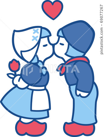 Delft Blue kissing couple 69877267