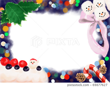 聖誕框架藍色照明“ 聖誕框架藍色照明“ 69877627