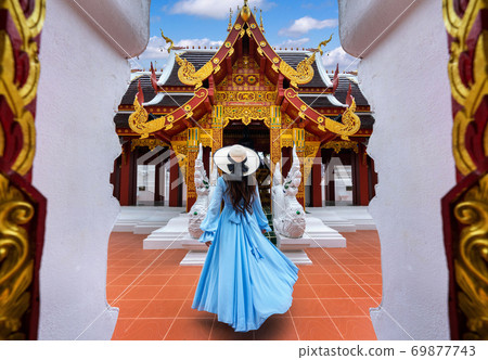 Tourist visiting at Wat Khua Khrae in Chiang rai, Thailand. Tourist visiting at Wat Khua Khrae in Chiang rai, Thailand. 69877743