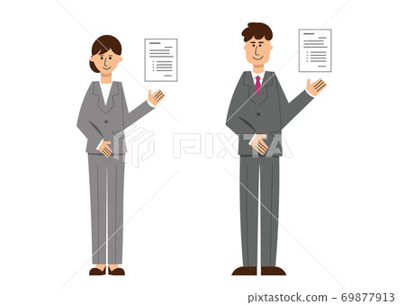 Men and women in suits with documents Men and women in suits with documents 69877913