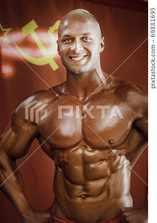 Bodybuilder athletic man workout muscles exercise Bodybuilder athletic man workout muscles exercise 69881695