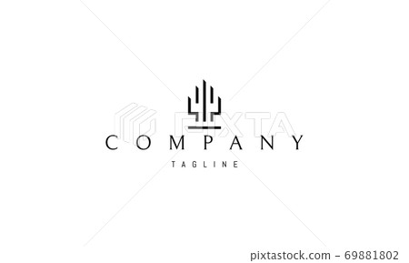 Vector logo on which an abstract image of a modern building. Vector logo on which an abstract image of a modern building. 69881802