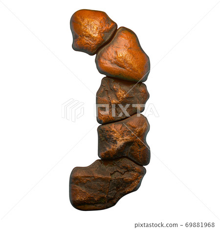 Rocky symbol right parentheses. Font of stone on white background. 3d Rocky symbol right parentheses. Font of stone on white background. 3d 69881968