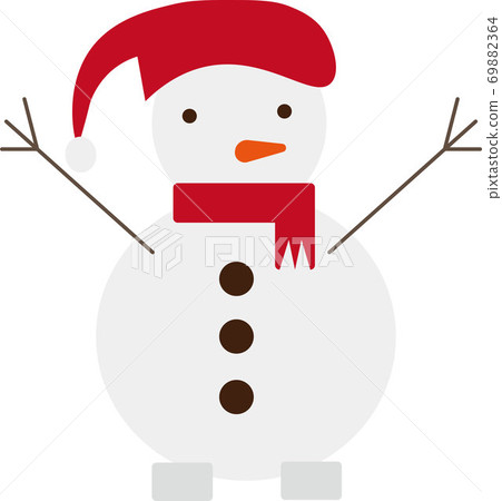 Illustration of a snowman wearing a red hat - Stock Illustration ...