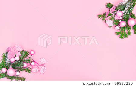 Pink Christmas background Ornament decoration Pink Christmas background Ornament decoration 69883280