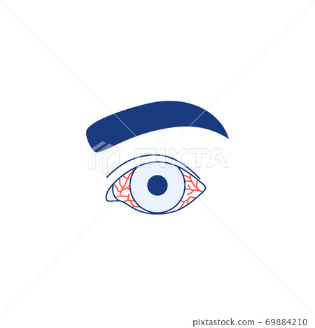 Conjunctivitis icon isolated on white background. Watery red eye Thin line logo. Viral infection season allergy eye disease virus inflammation symptom Outline ophthalmology medical vector illustration Conjunctivitis icon isolated on white background. Watery red eye Thin line logo. Viral infection season allergy eye disease virus inflammation symptom Outline ophthalmology medical vector illustration 69884210