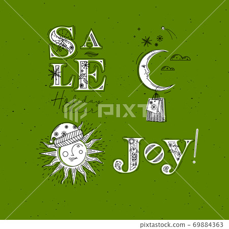 Merry christmas elements green 69884363
