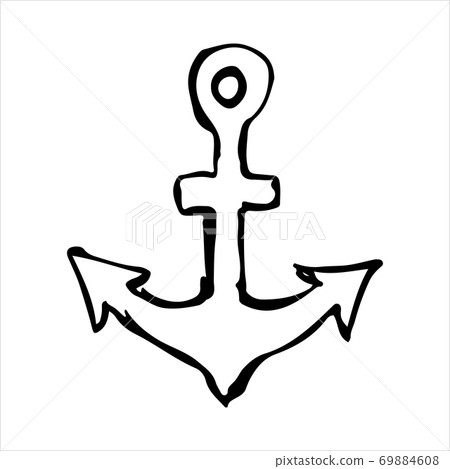 A sketch of the anchor painted with a pen. 69884608