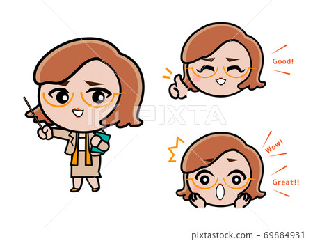 Teacher teacher English glasses illustration... - Stock Illustration  [69884931] - PIXTA