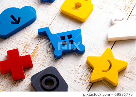 圖標多彩三維模型購物車 69885773