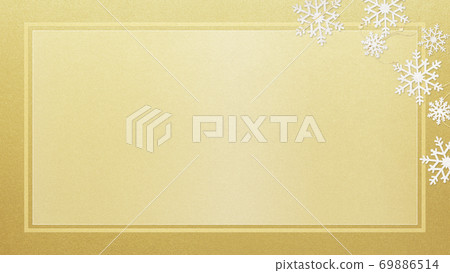 Golden frame decorated with snowflakes-there are multiple variations 69886514