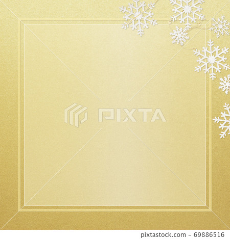 Golden frame decorated with snowflakes-there are multiple variations 69886516