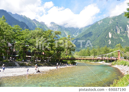 川堂大橋和梓河上的穗高山脈 69887190