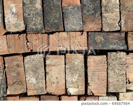 red old bricks laid in one plane red old bricks laid in one plane 69887984