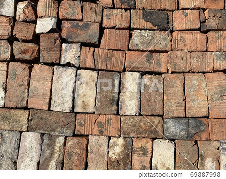 red old bricks laid in one plane red old bricks laid in one plane 69887998