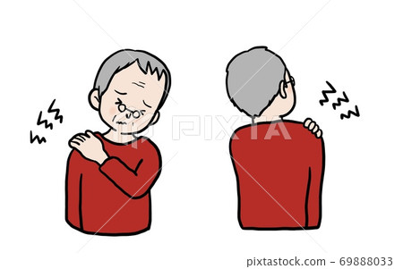 Senior man with a sore shoulder - Stock Illustration [69888033] - PIXTA