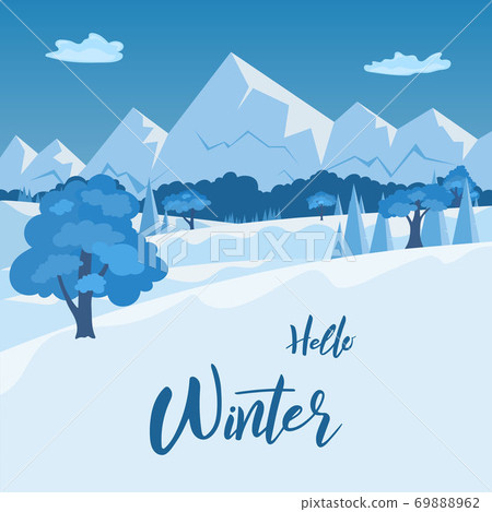 Christmas landscape with winter day in forest and mountains Christmas landscape with winter day in forest and mountains 69888962