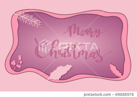 Christmas Greeting paper cut card with text Christmas Greeting paper cut card with text 69888978