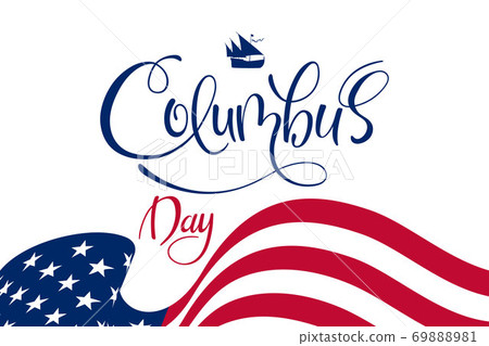 Columbus day brush hand lettering text isolated Columbus day brush hand lettering text isolated 69888981