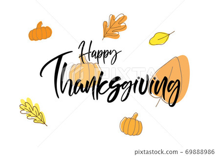 Happy Thanksgiving brush hand lettering text Happy Thanksgiving brush hand lettering text 69888986