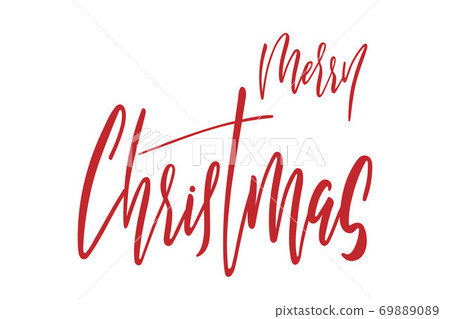 Merry Christmas hand lettering calligraphy isolated text 69889089