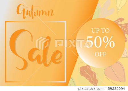 Banner with Autumn sale brush hand lettering text Banner with Autumn sale brush hand lettering text 69889094