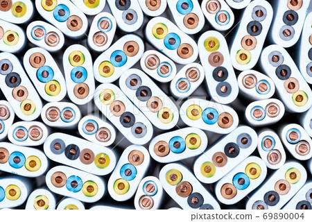 Copper electrical cable as energy industry background Copper electrical cable as energy industry background 69890004