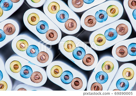 Electrical cable close-up, cross section, energy and technology concept Electrical cable close-up, cross section, energy and technology concept 69890005