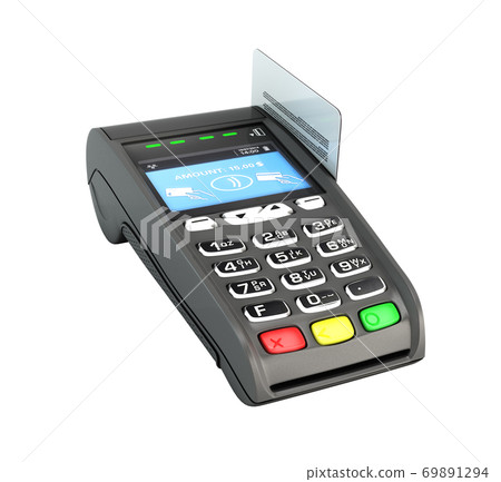 contactless payment by credit card through the... - Stock Illustration ...