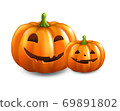 Two Pumpkins Isolated White Background 69891802