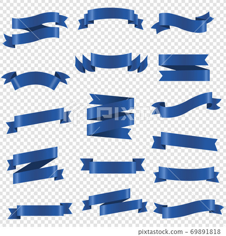 Blue Ribbon Set Isolated Transparent Background 69891818