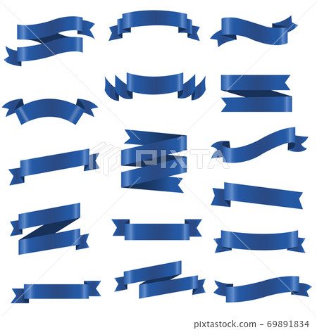 Blue Ribbon Set Isolated White Background Blue Ribbon Set Isolated White Background 69891834