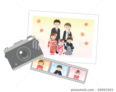 Shichigosan family photo commemorative photo illustration Shichigosan family photo commemorative photo illustration 69891893