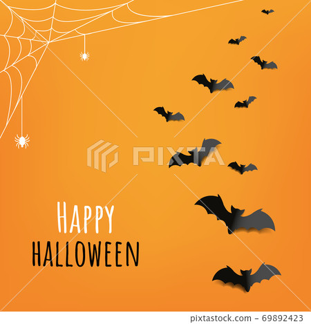 Happy Halloween Card With Orange Background - Stock Illustration ...