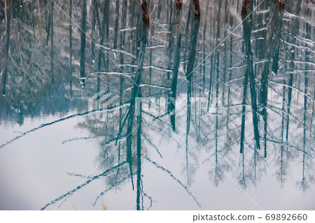 Blue pond in winter Biei Blue pond in winter Biei 69892660