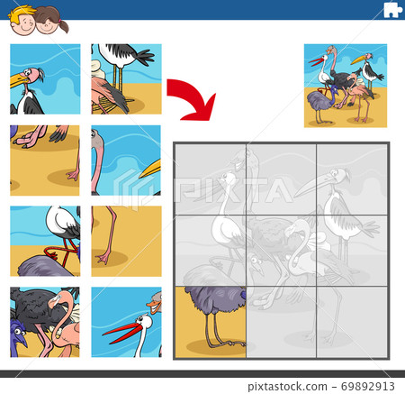 jigsaw puzzle game with comic birds animal characters 69892913