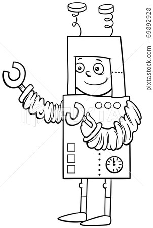boy in robot costume at Halloween party coloring book page 69892928