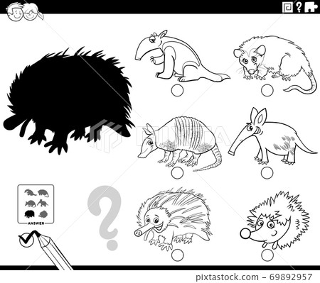 Download Shadows Game With Cartoon Wild Animals Coloring Stock Illustration 69892957 Pixta